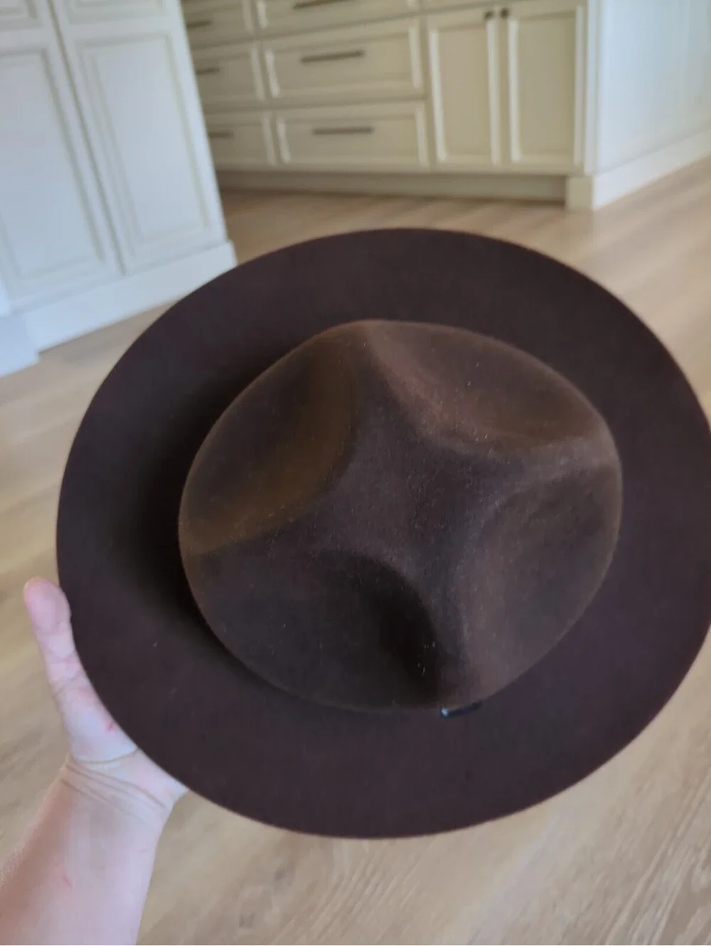 Stratton Self Forming Campaign Hat 7 1/2 USA Made Brown Felt Trooper Uniform Hat